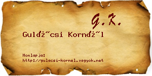Gulácsi Kornél névjegykártya
